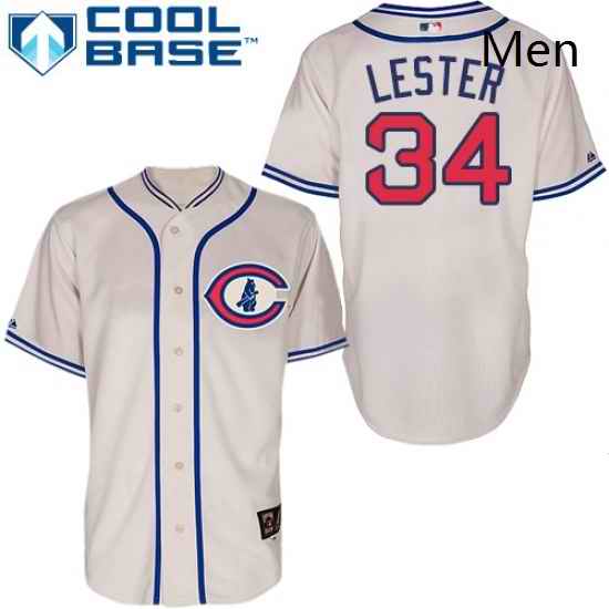Mens Majestic Chicago Cubs 34 Jon Lester Authentic Cream 1929 Turn Back The Clock MLB Jersey